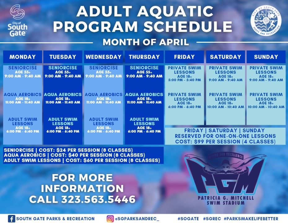 Adult Aquatic Program Schedule