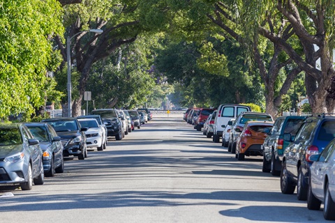 Cars parked on street