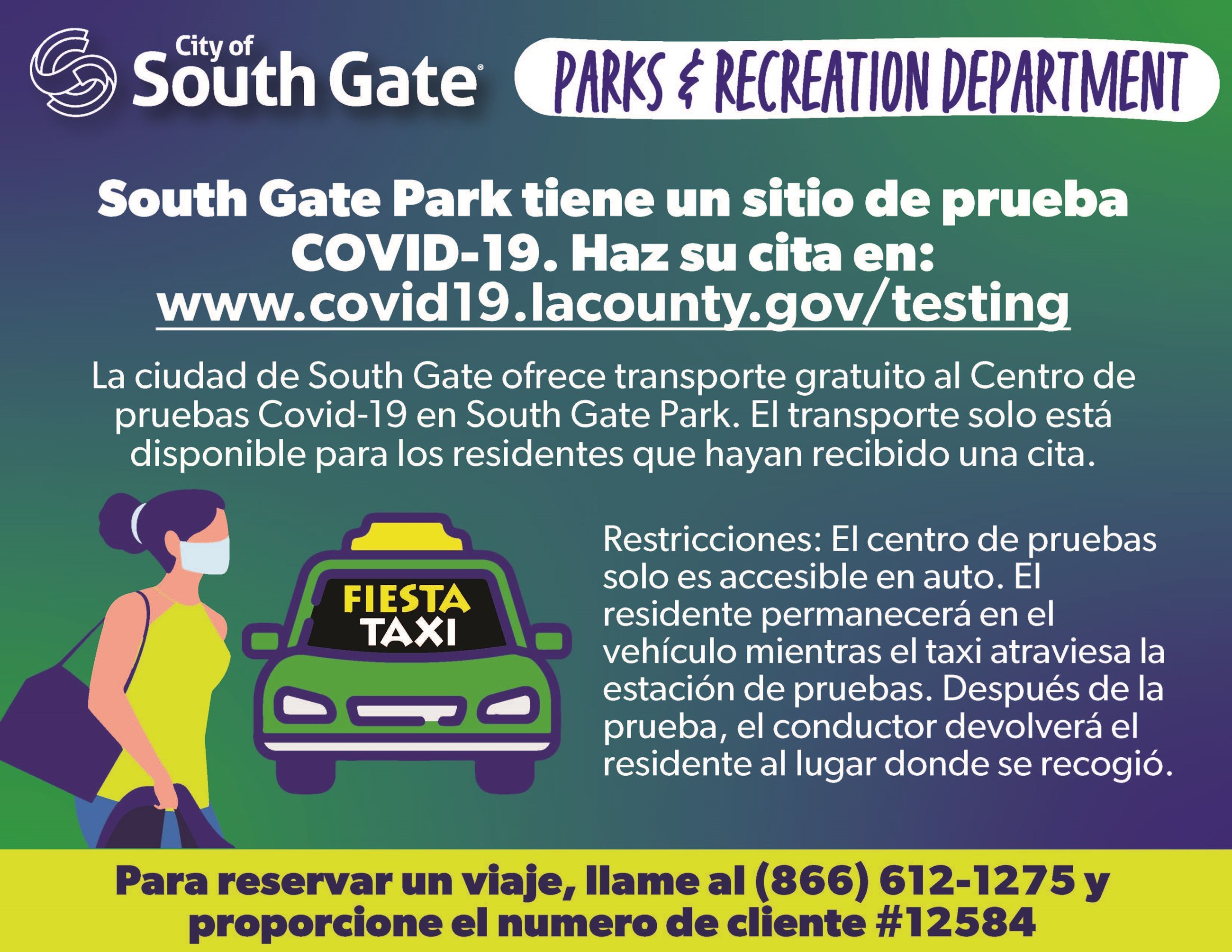 Covid testing booking information in Spanish